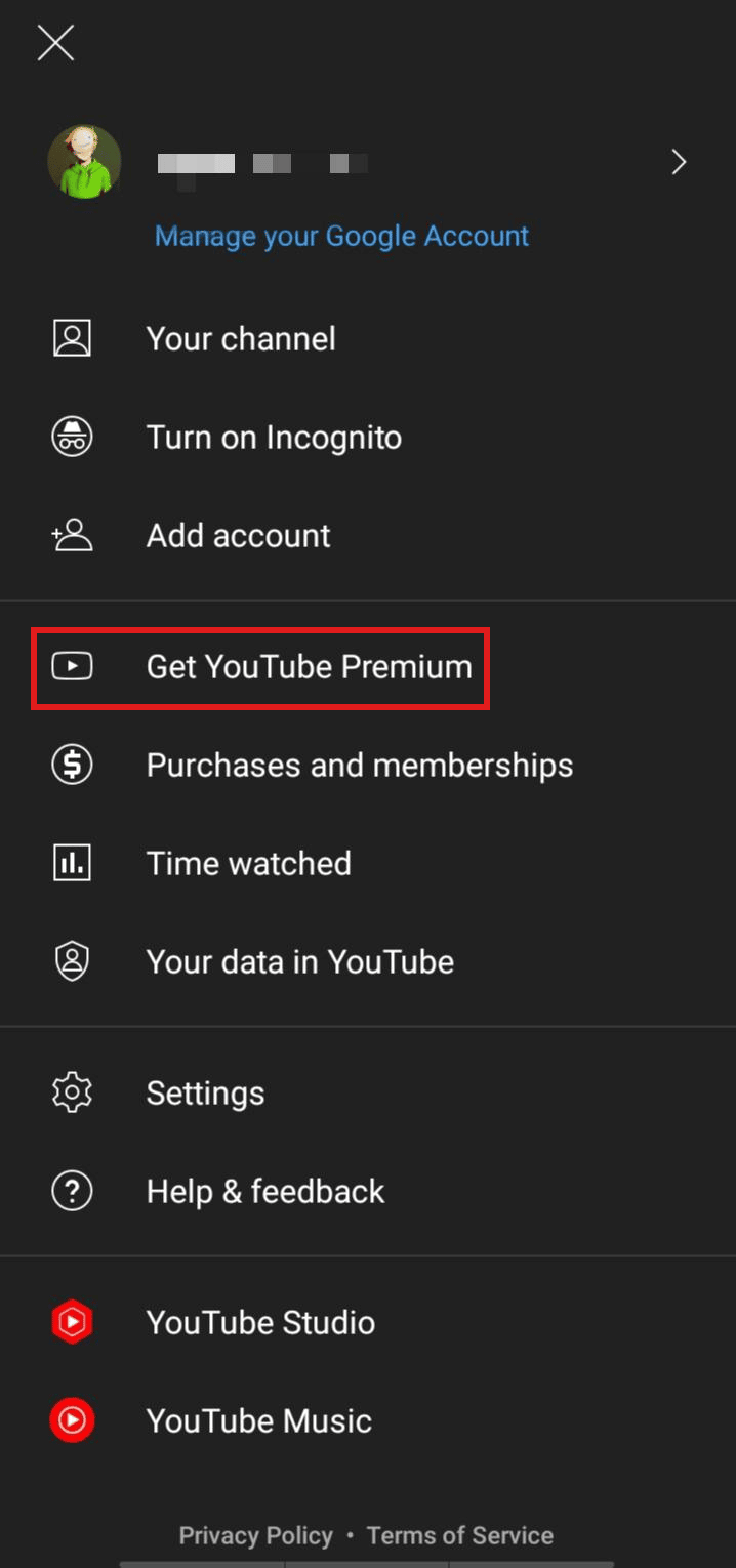 Tocca Ottieni YouTube Premium.