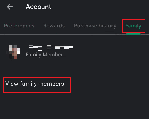 Tocca Account - Famiglia - Visualizza i membri della famiglia
