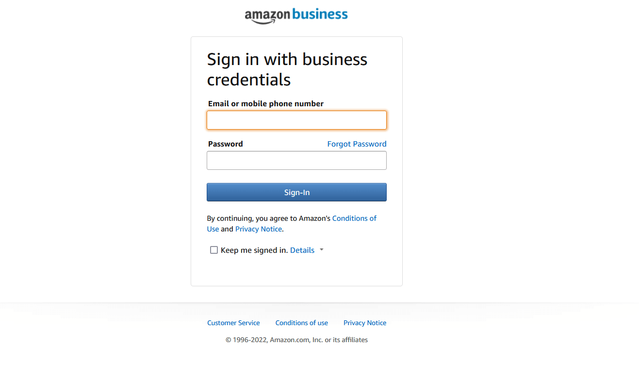 Accedi ad Amazon Business con credenziali aziendali