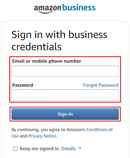 Inserisci le credenziali del tuo account aziendale e fai clic su Accedi