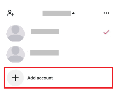Quindi, tocca Aggiungi account. | Come creare un altro account su TikTok | correggere lo shadowbanned su TikTok