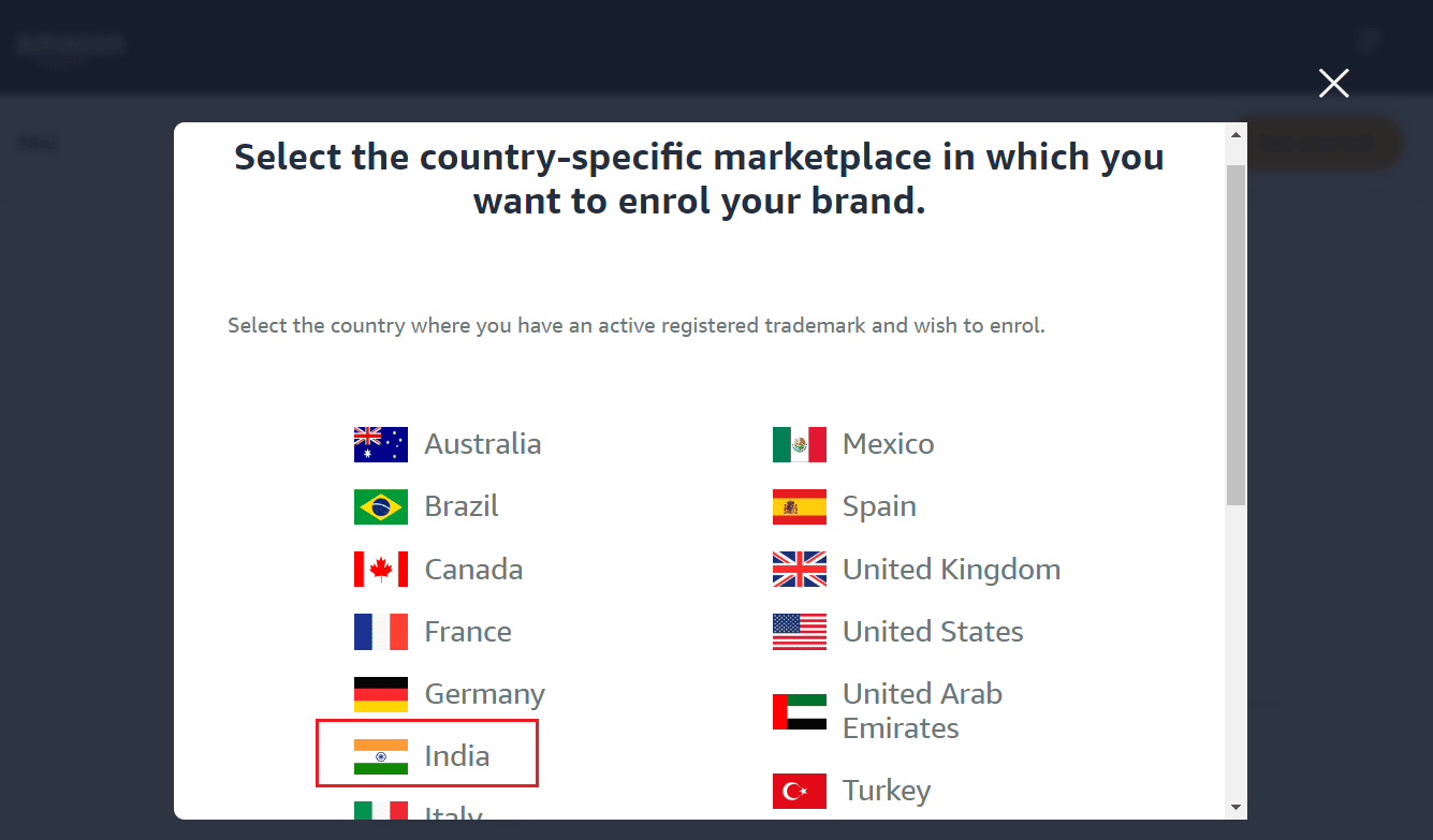Scegli il paese del tuo mercato. Qui abbiamo scelto l'India | Cosa significa approvazione Amazon necessaria?