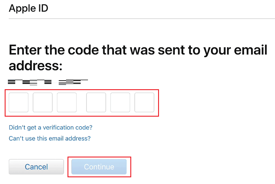 inserisci il codice di verifica inviato all'indirizzo email registrato e clicca su Continua