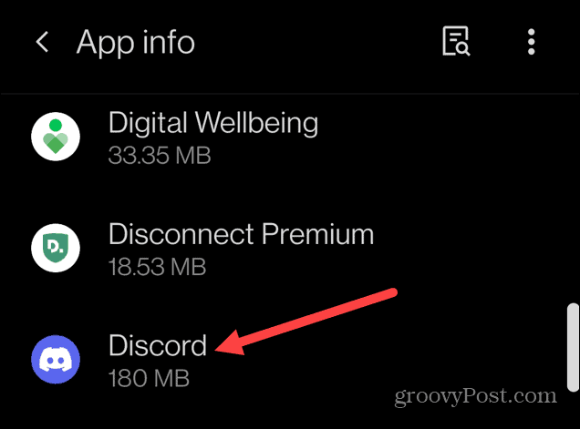 informazioni sull'app discord Android
