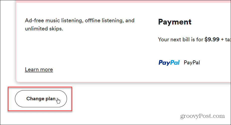 Cambia metodo di pagamento su Spotify