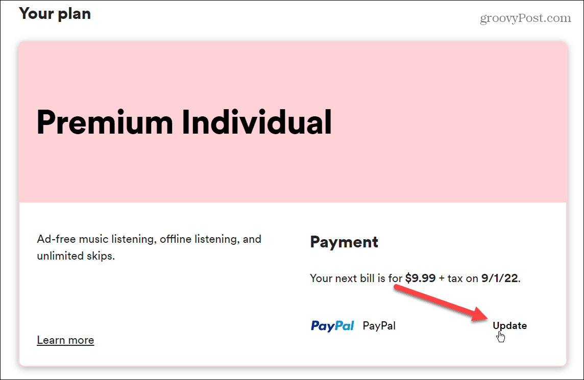 aggiornare il pagamento