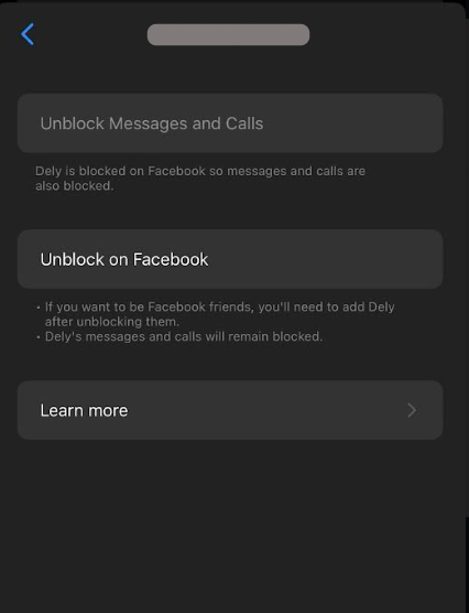 Metodo per sbloccare qualcuno su Messenger