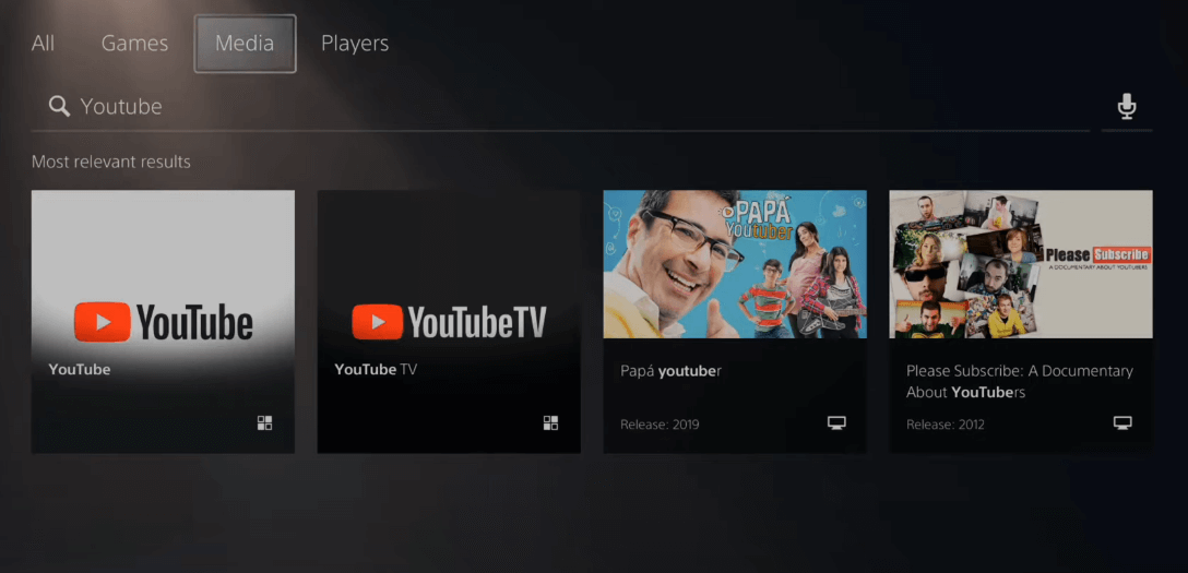 Youtube su PS5