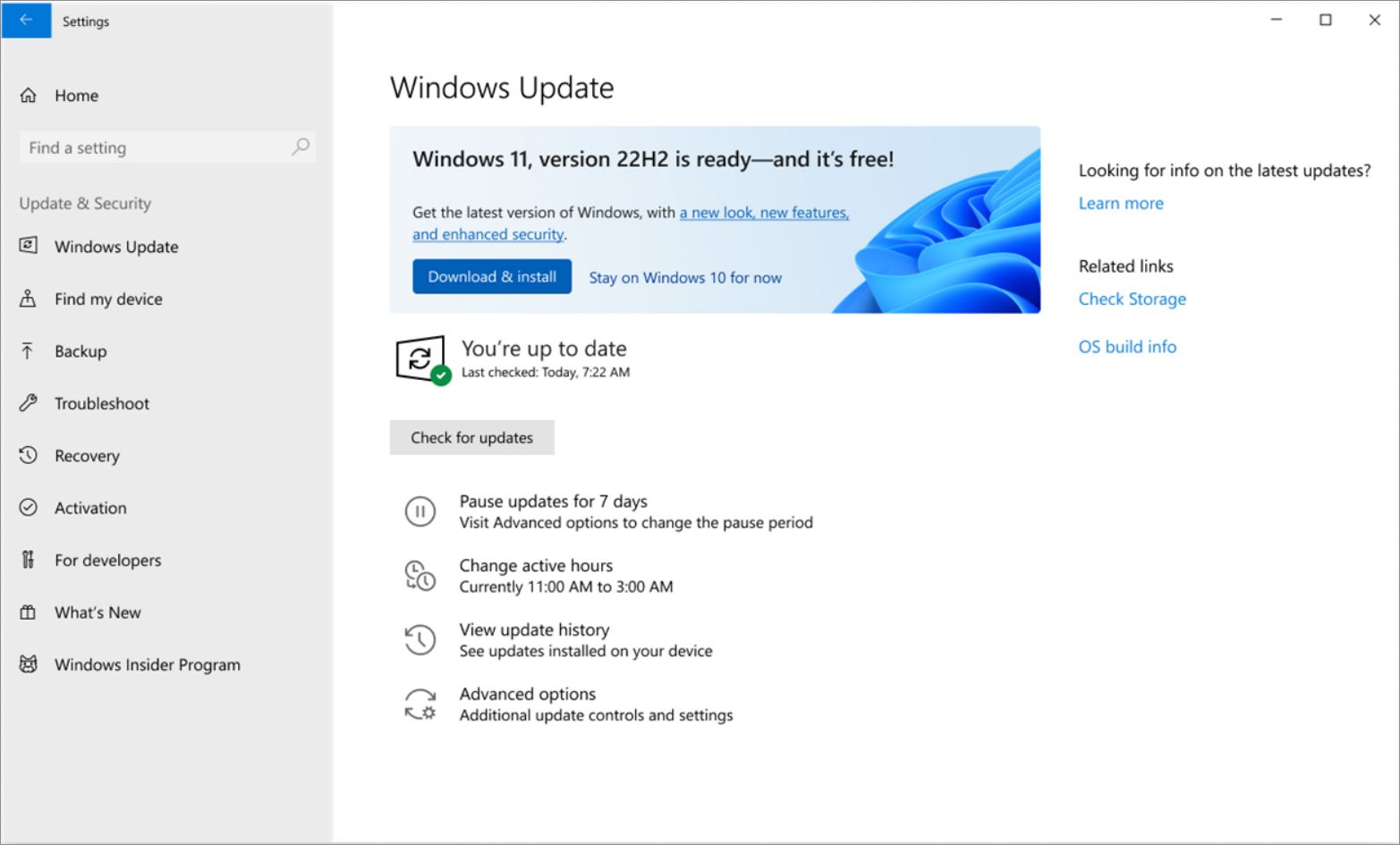 L'aggiornamento delle funzionalità di Windows 11 22H2