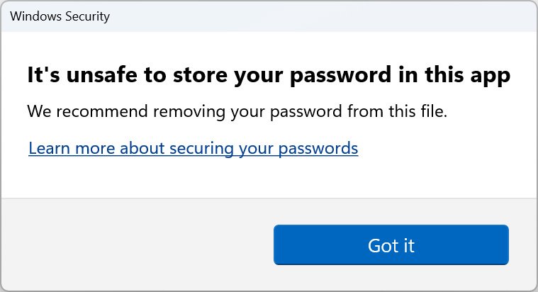 Avvisa quando si inseriscono le password di Windows in un'applicazione non sicura