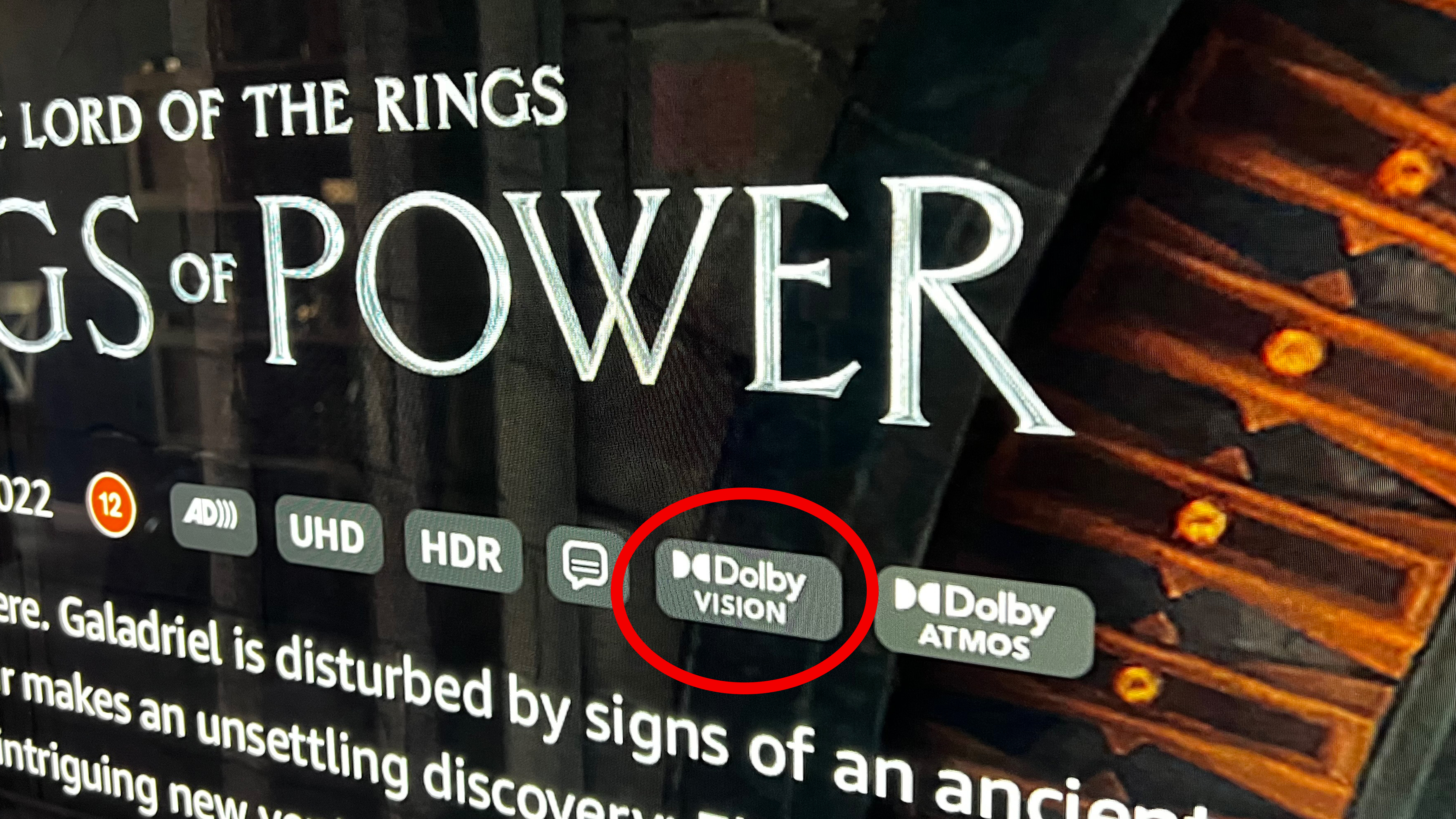 Immagine che mostra il contenuto Dolby Vision riprodotto su un televisore