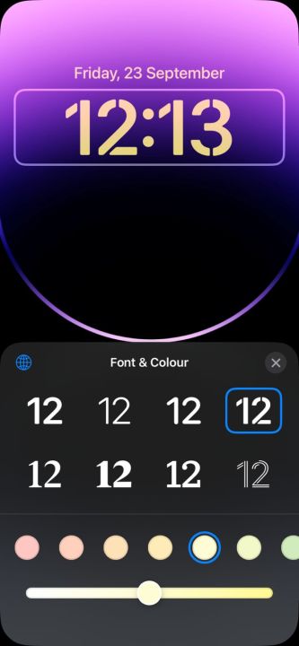 come modificare il carattere dell'ora sulla schermata di blocco della schermata di blocco di iOS 16, passaggio 5