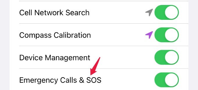 Servizio di localizzazione Chiamate di emergenza iPhone
