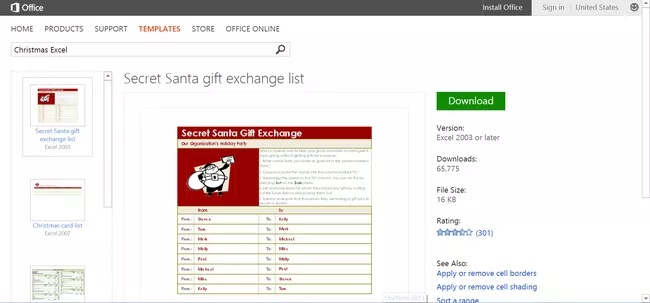 Modello di scambio di regali di Babbo Natale segreto per Microsoft Excel