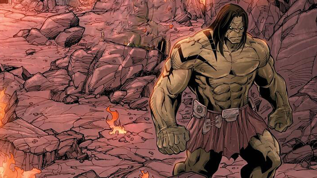 Skaar cammina su un terreno roccioso in uno screenshot di uno dei suoi fumetti Marvel
