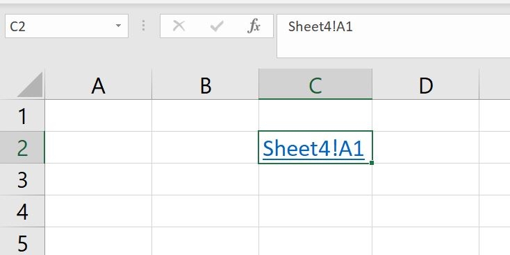 riferimento al foglio con collegamento ipertestuale in Excel