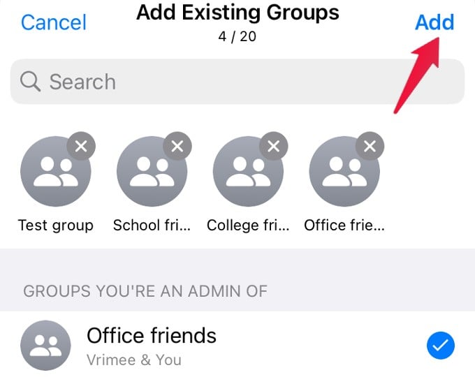 Aggiungi gruppi esistenti alla community di WhatsApp iPhone