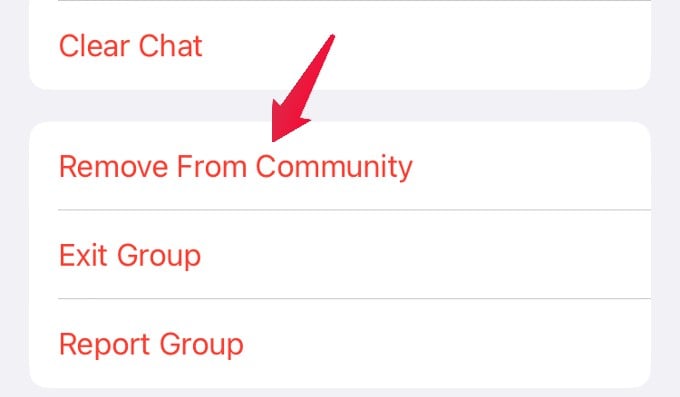 Rimuovi il gruppo WhatsApp Community iPhone