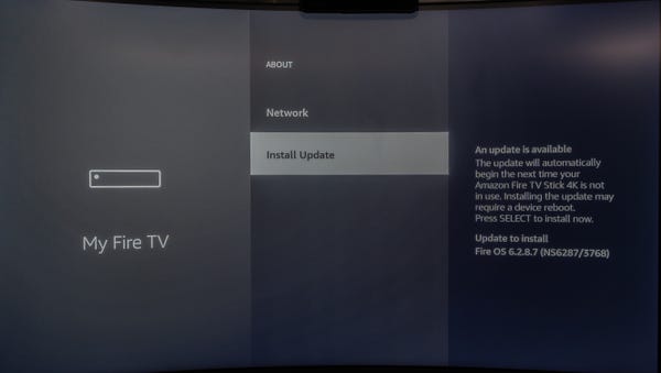 La schermata Informazioni su Fire TV Stick
