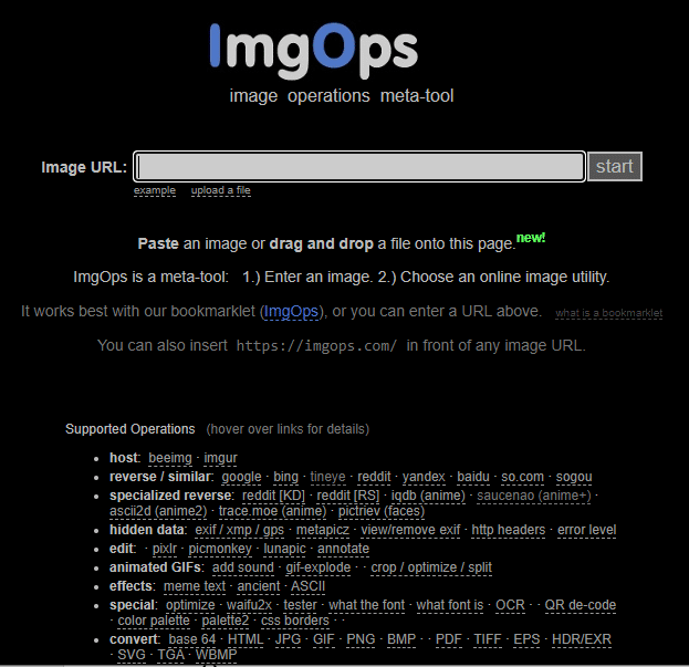 Apri il sito web di ImgOps