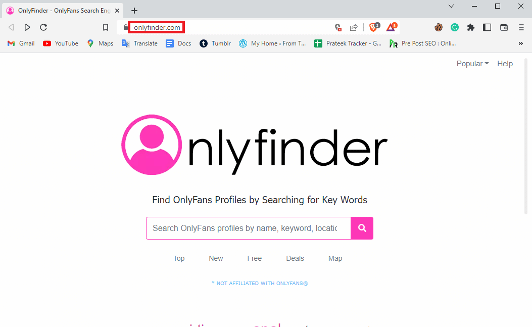 Apri il tuo browser Web e visita lo strumento Onlyfinder | Come trovare qualcuno su OnlyFans senza nome utente