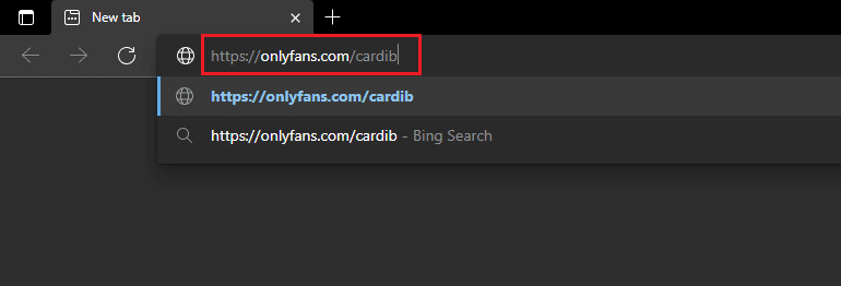 digita onlyfans.com con il nome della persona nella barra di ricerca