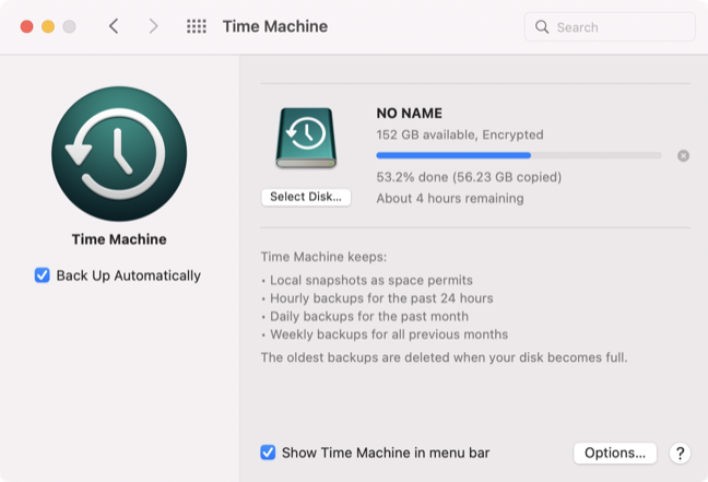 Backup di Time Machine su macOS 12 Monterey