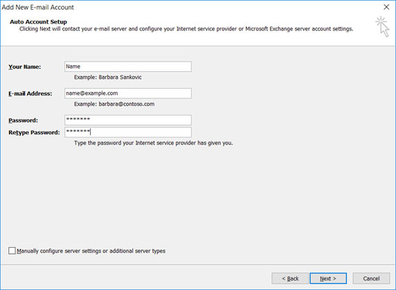 Configurare l'account di posta elettronica EMAIL.IT sulla posta di Outlook 2007 Passaggio 4