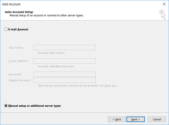 Imposta l'account di posta elettronica EMAIL.IT sul tuo Outlook 2013 Manuale Passaggio 2