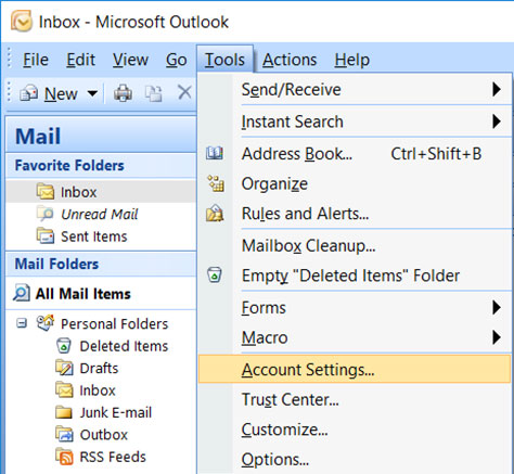 Configurare l'account di posta LIBERO.IT sulla posta di Outlook 2007 Passaggio 1