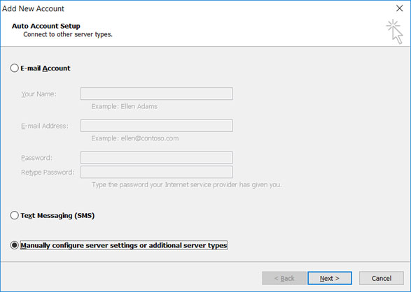 Configura l'account di posta LIBERO.IT sul tuo Outlook 2010 Manuale Passaggio 3
