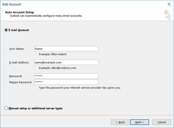 Configura l'account di posta ALICE.IT sul tuo Outlook 2010 Passaggio 2