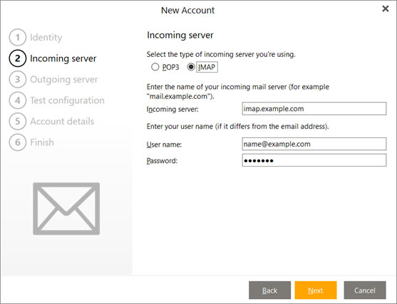 Configura l'account e-mail ALICE.IT sul tuo eMClient Passaggio 4