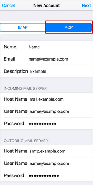 Configura l'account di posta FASTWEBNET.IT sul tuo iPhone Passaggio 8