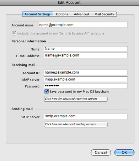 Configura l'account e-mail YAHOO.IT sul tuo Entourage Passaggio 7