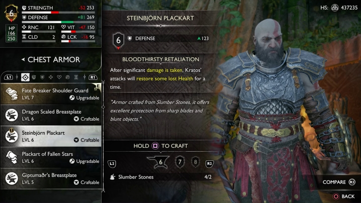 Kratos indossa un'armatura di Steinbjorn.