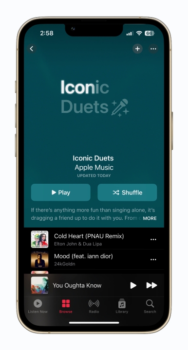 Gli "iconici duetti" di Apple Music Sing.