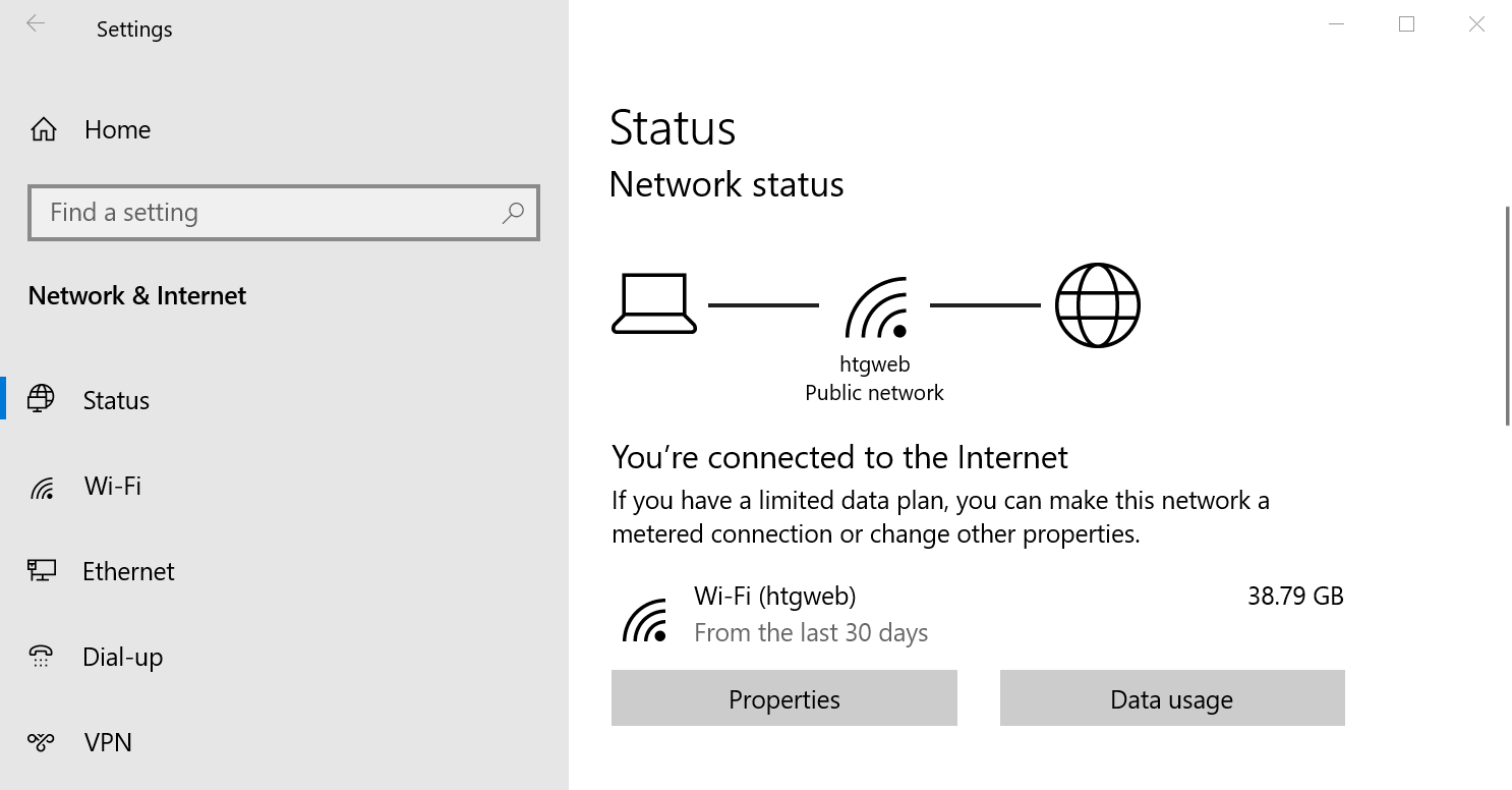 Impostazioni di rete e Internet di Windows 10