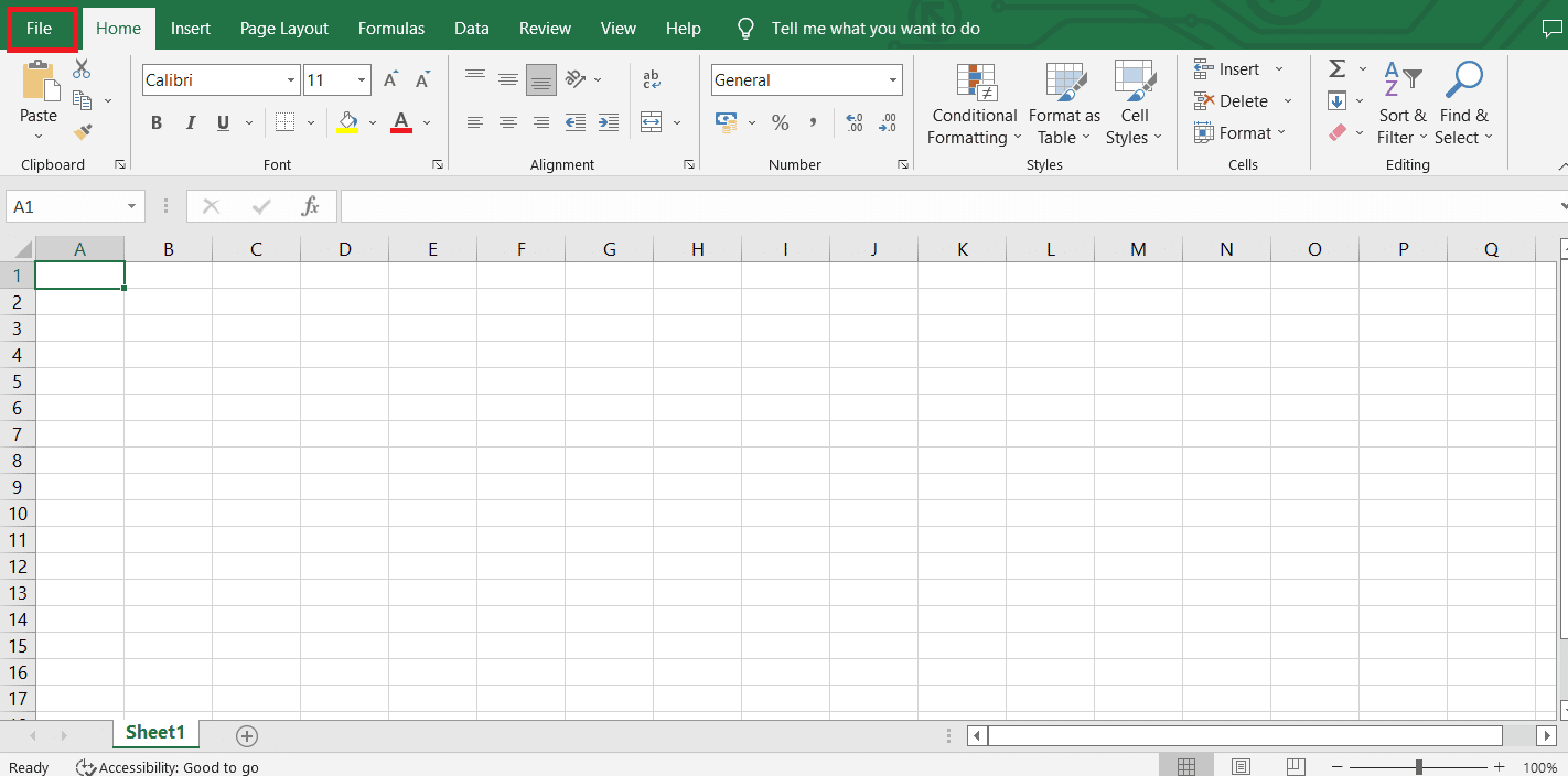 Fare clic su File. Come sbloccare i tasti freccia in Excel