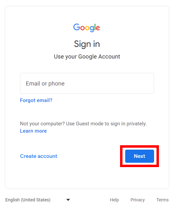 Inserisci il tuo indirizzo email Google e fai clic sul pulsante Avanti.