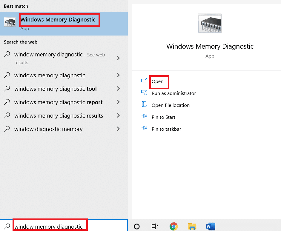 Apri la diagnostica della memoria di windows. correggere la schermata blu di gestione della memoria Windows 11