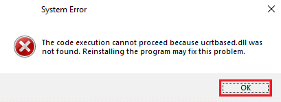 messaggio di errore ucrtbase-dll Windows