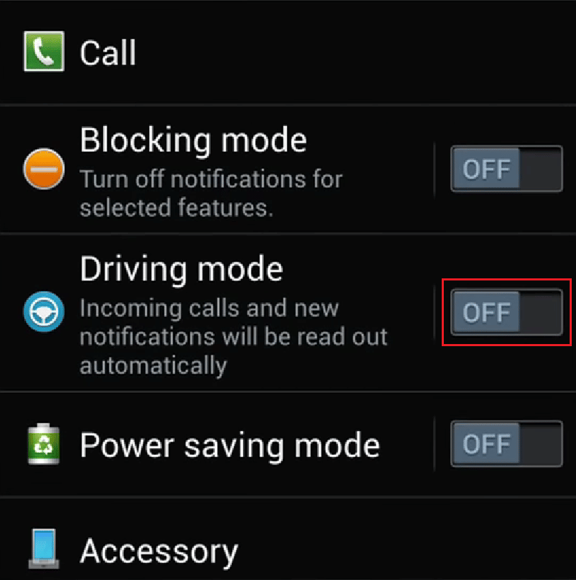 Attiva la modalità di guida | Modalità auto Samsung Galaxy S3