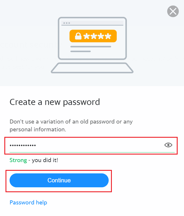 inserire la Nuova password nell'apposito campo e cliccare su Continua | Come modificare il numero di telefono su Yahoo Mail