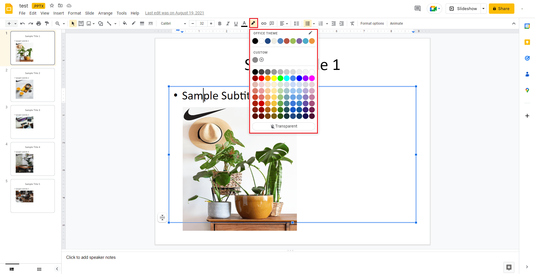 fai clic sull'icona della matita e scegli un colore per evidenziare il testo