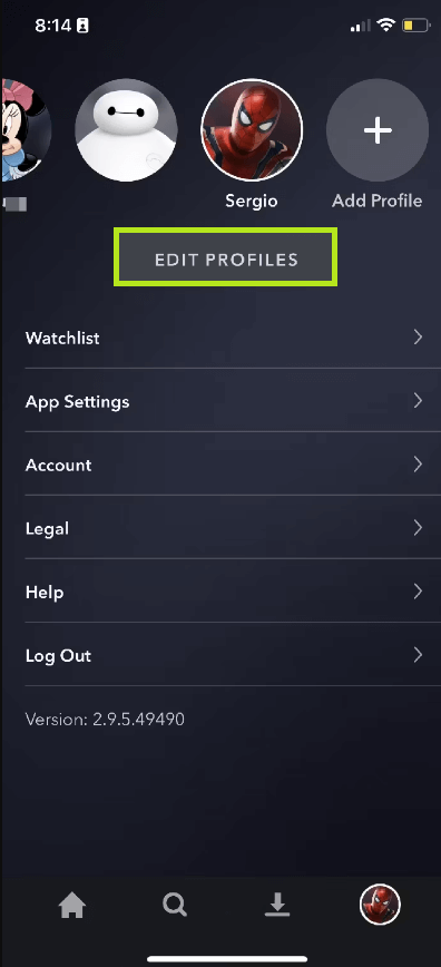 Fai clic su Modifica profili per cambiare la lingua su Disney Plus.
