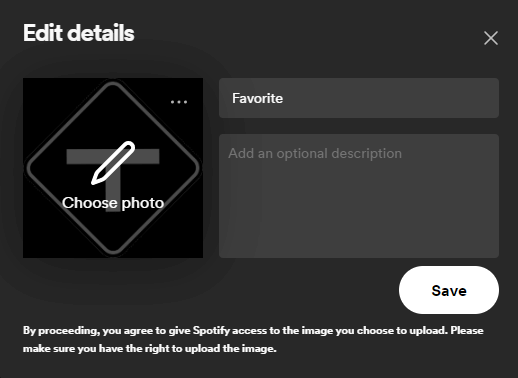 tocca Scegli l'opzione foto per cambiare l'immagine della playlist di Spotify