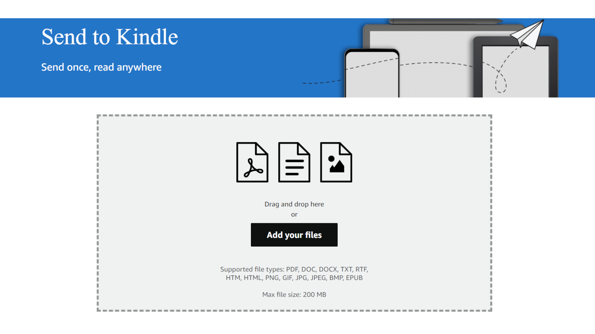 un'immagine mostra la pagina Invia a Kindle.