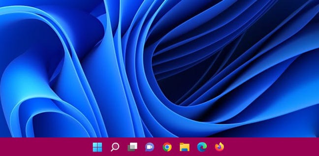Una barra delle applicazioni di Windows 11 con il colore applicato.