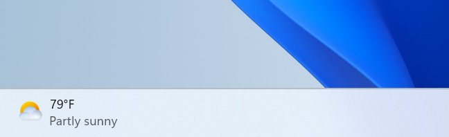 Il widget Meteo sul lato sinistro della barra delle applicazioni di Windows 11.